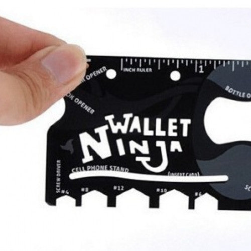 18 in 1 Multi Function Credit Card Hand Tools,Black Stainless Steel Portable Wallet Knife